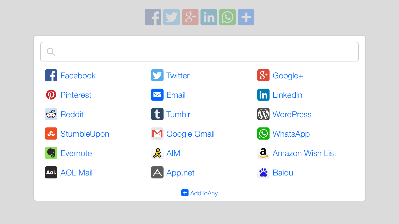 Universal modal share menu with SVG share icons